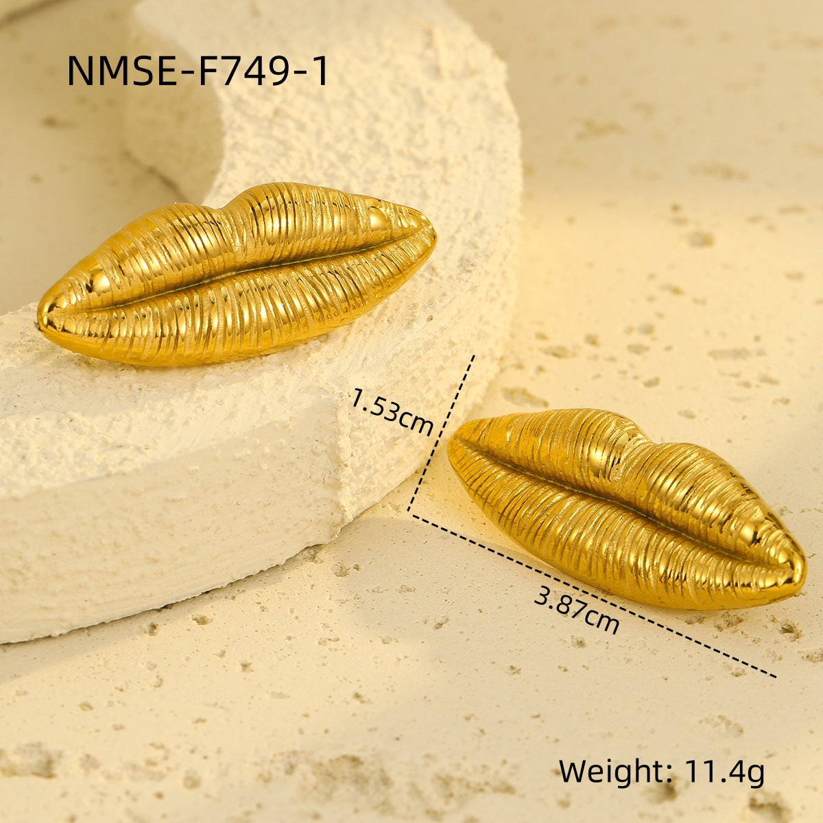 Vintage Style Lip-Shaped Stainless Steel Earrings with Plating Finish for Women