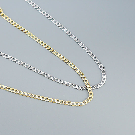 Collar minimalista unisex de plata de ley 925 con cadena cubana geométrica bañada para uso diario