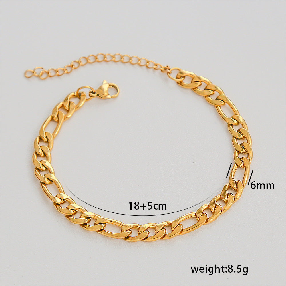 Bracciale da donna minimalista a rombi in acciaio al titanio con placcatura in oro 18 carati, accessorio di moda versatile