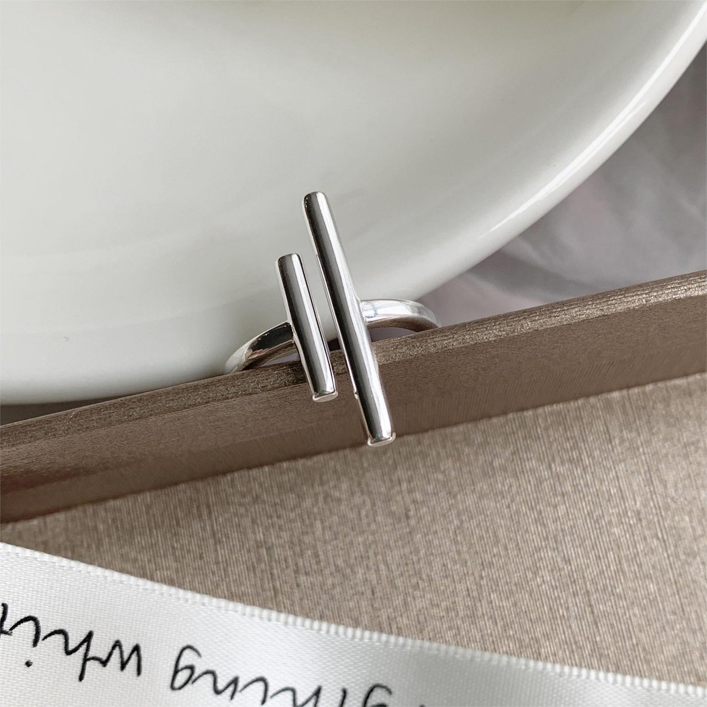 Minimalist Sweet 925 Sterling Silver Plated Letter T Geometric Open Ring