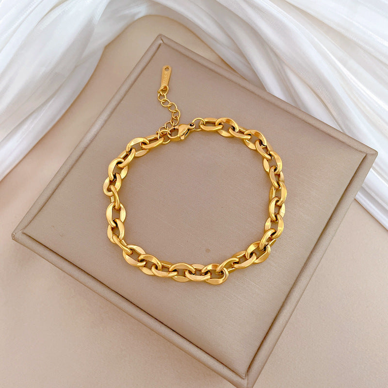 Pulsera Vintage Étnica Bohemio de Acero Titanio con Baño de Oro para Mujer y Hombre