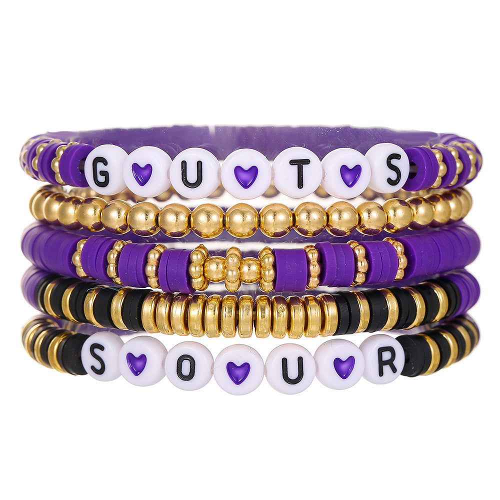 Colorful Letter Resin Beaded Bracelet Set