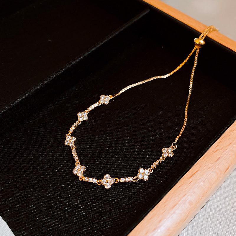 Luxury Elegant Geometric Alloy Plated Bracelet with Cubic Zirconia for Women
