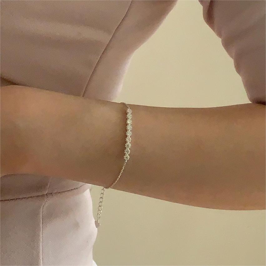 Minimalist 925 Sterling Silver Geometric Cubic Zirconia Bracelet