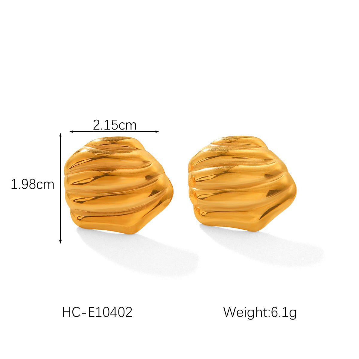 Minimalist Geometric Titanium Steel Stud Earrings with 18K Gold Plating and Rock Texture Finish for Women