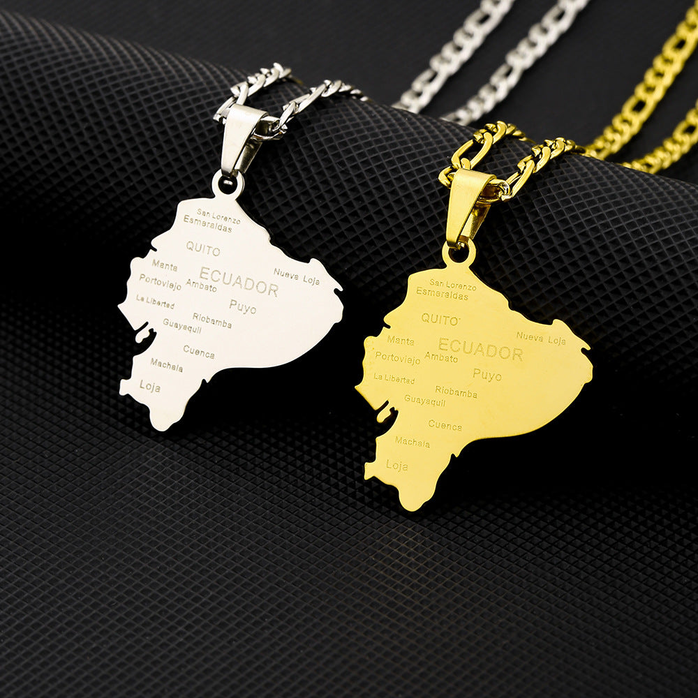 Collana con pendente geometrico minimalista in acciaio al titanio con finitura placcata e catena a O per moda unisex