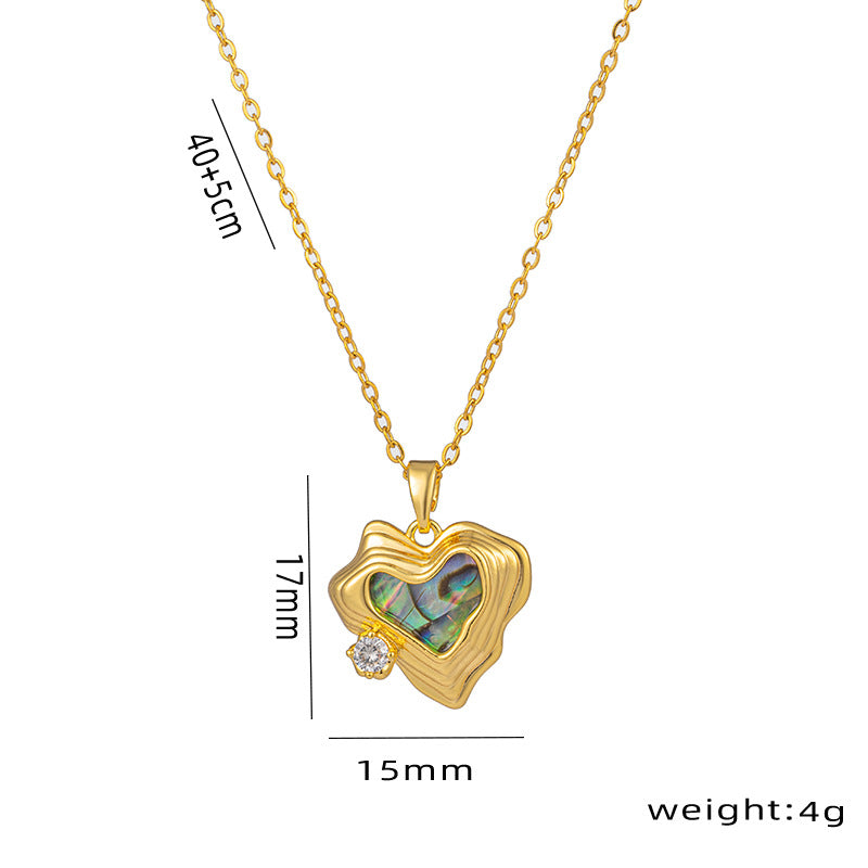 Minimalist Heart-Shaped Titanium Steel Pendant Necklace with Rhinestone Inlay for Women, O-Chain Locket Style