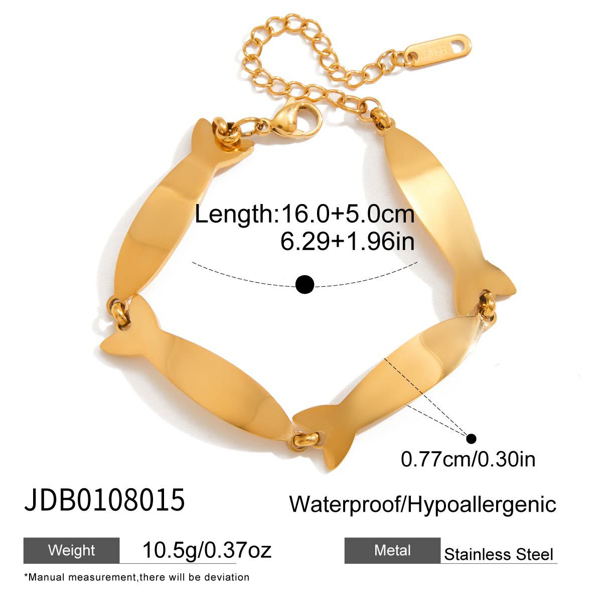 Elegant Geometric Fish Stainless Steel Bracelet with Cubic Zirconia for Women