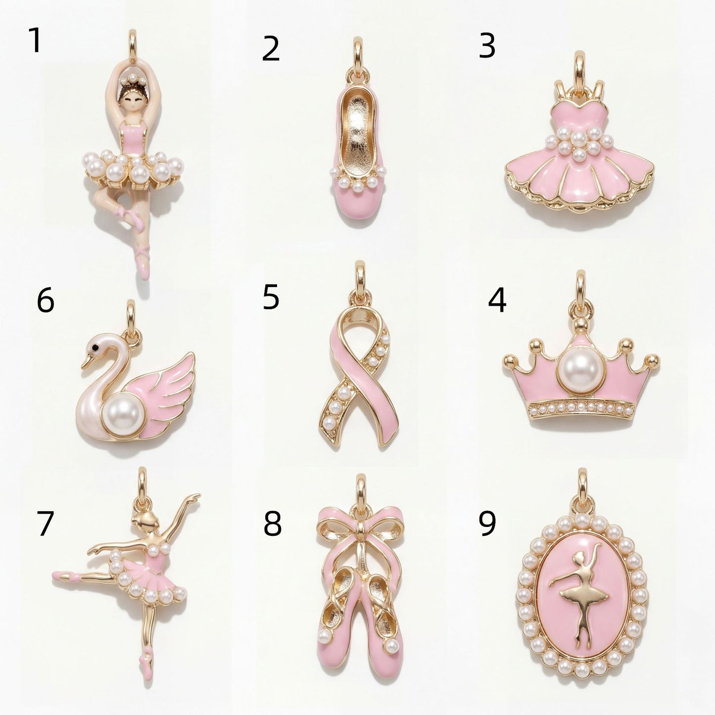 Vintage Cubic Zirconia Drip Oil Plated Brass Ballet Charm Bar