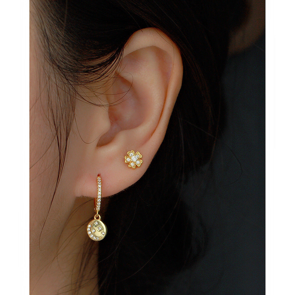 Eleganti orecchini a cerchio da donna in argento sterling 925 con stella, luna e zirconi cubici
