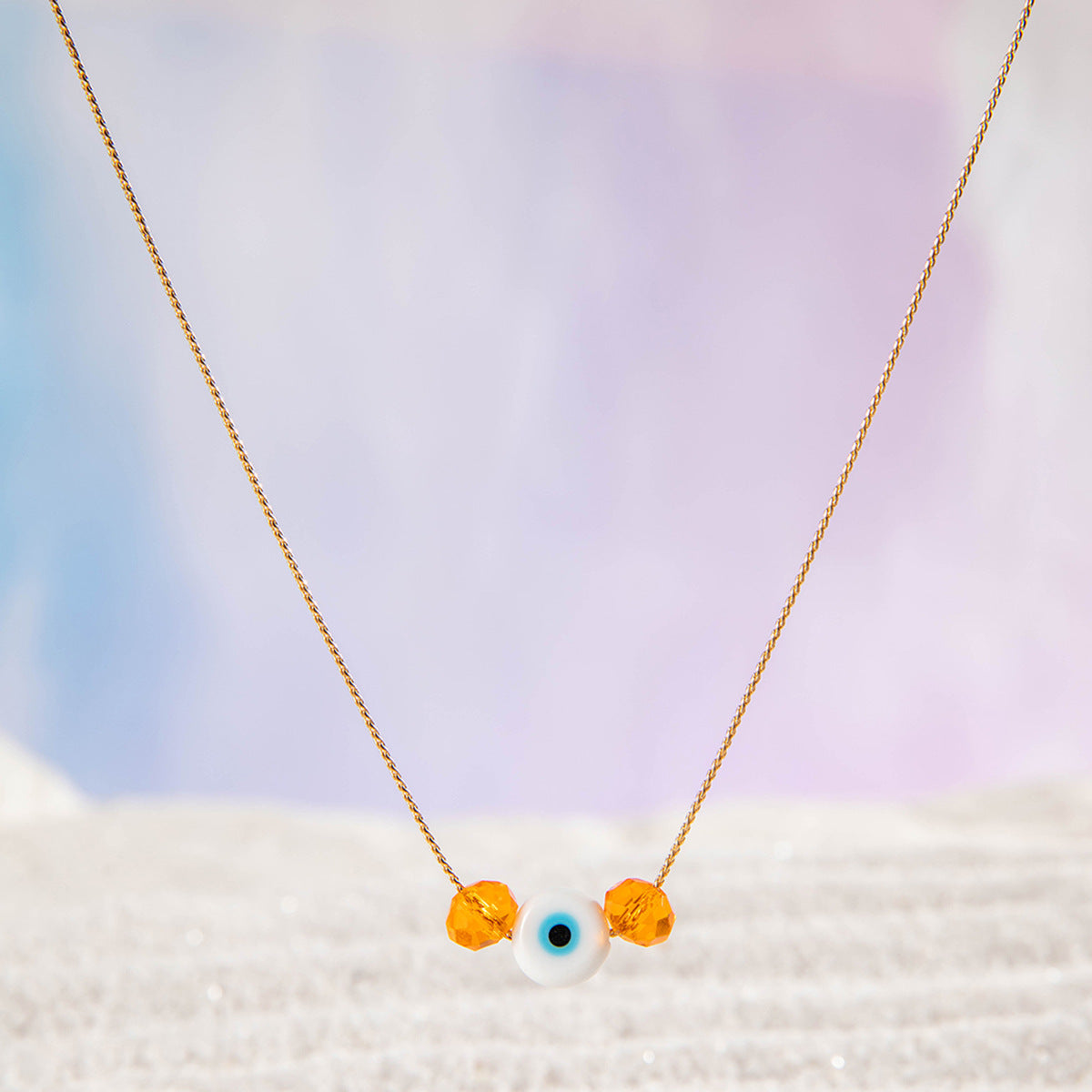 Minimalist Acrylic Eye Pendant Alloy Plated Necklace for Women