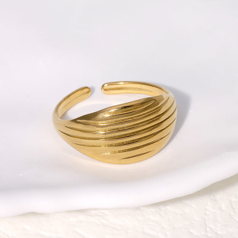 Anello Aperto Geometrico Minimalista da Donna in Acciaio Inossidabile con Placcatura in Oro 18K
