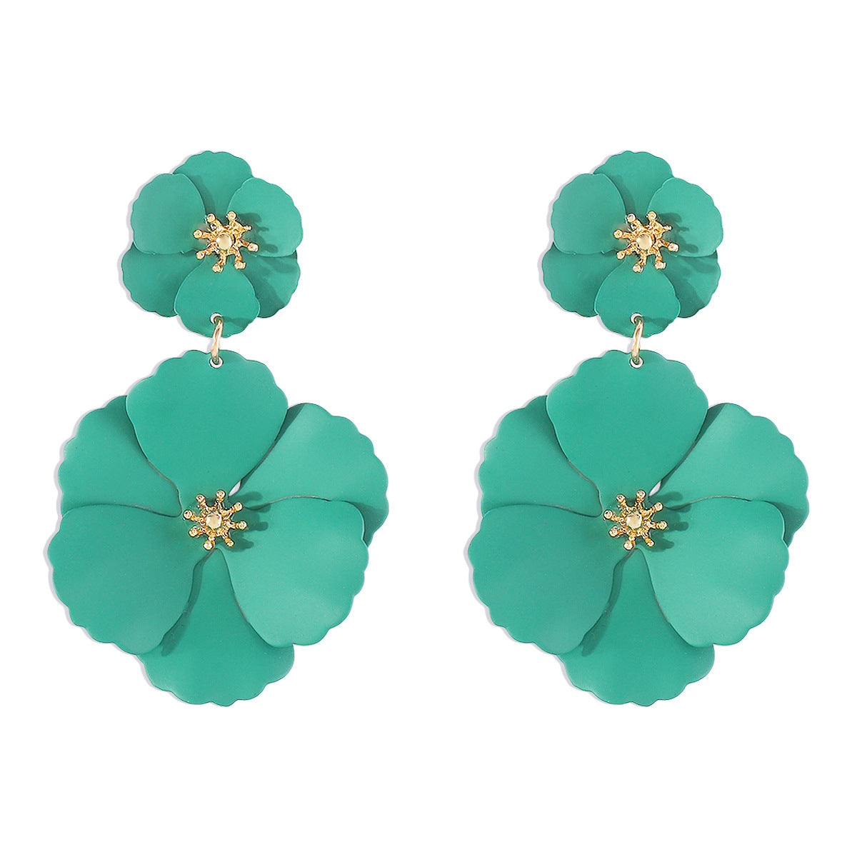 Pendientes pintados de aleación con diseño floral geométrico para mujer, estilo dulce, fresco, individual y moderno, regalo decorativo