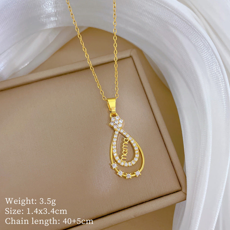 Ciondolo a Cuore in Stile Cartone Animato in Rame con Intarsio di Strass su Collana a Catena a "O" Placcata in Acciaio al Titanio per Donna e Uomo