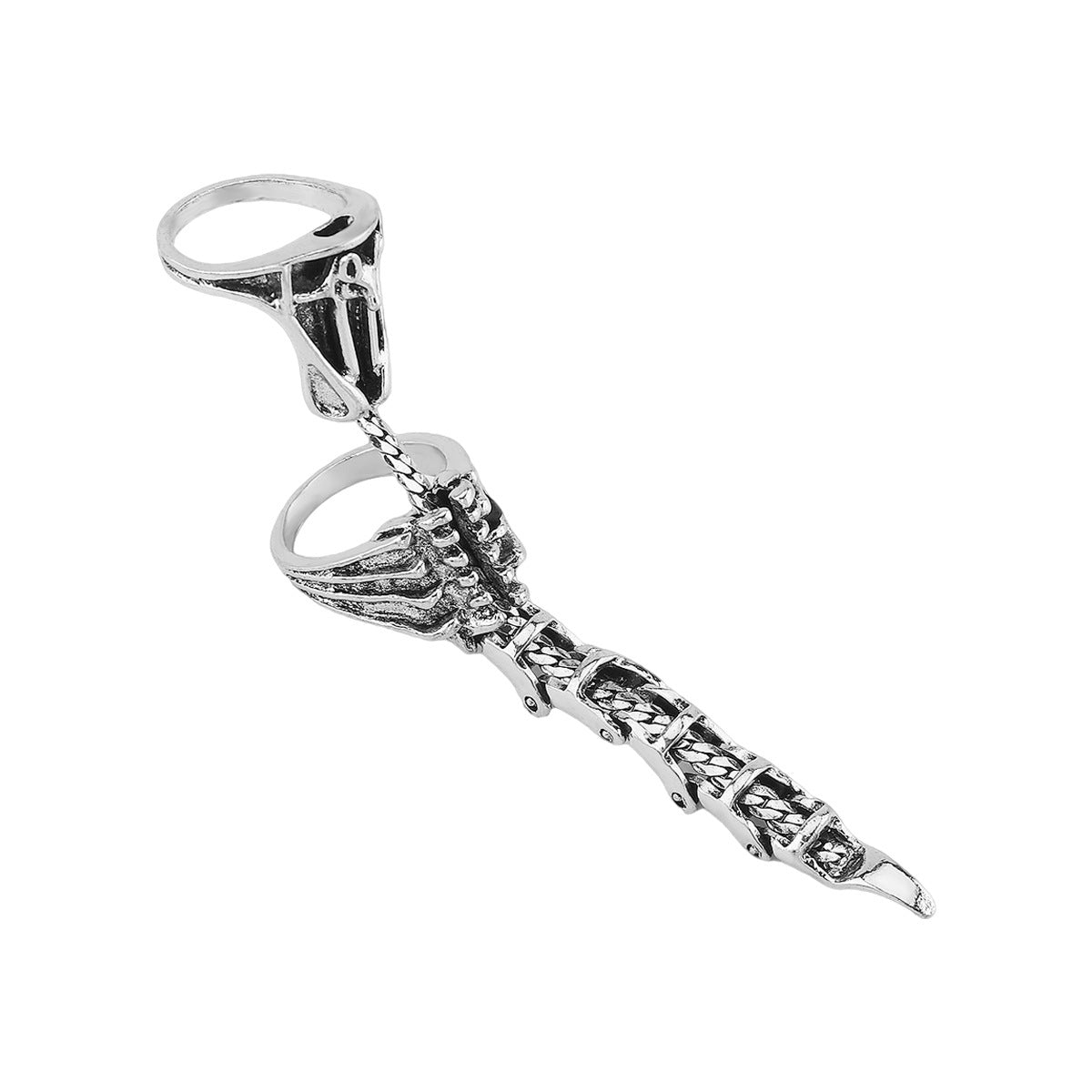 Anello in lega a forma di scorpione stile punk con finitura anticata e fascia aperta regolabile