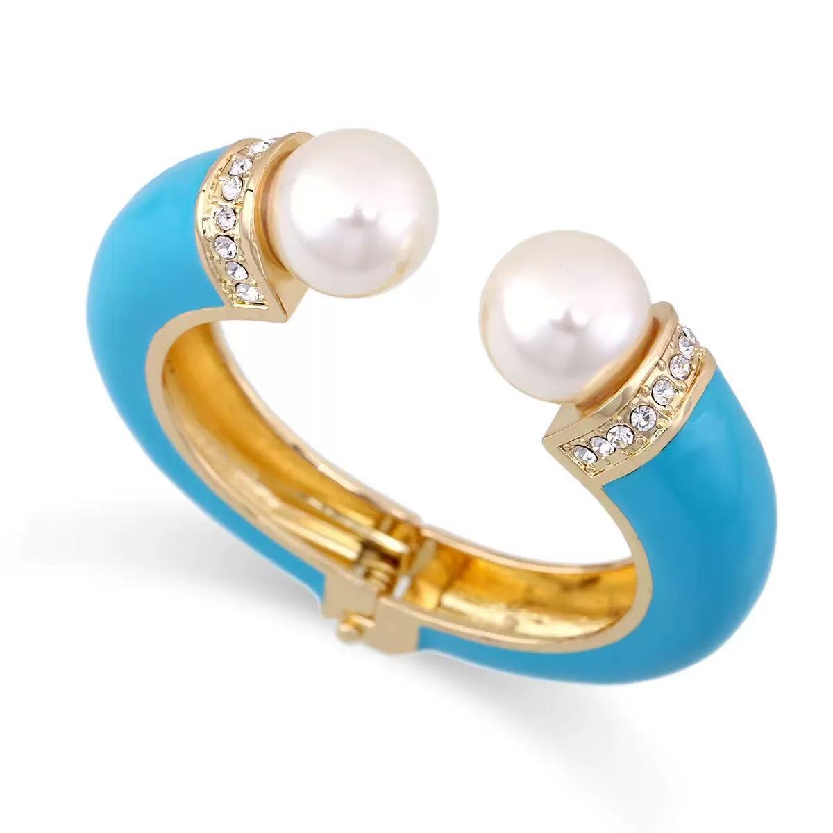 Punk Geometric Zebra Print Enamel Drip Oil Alloy Wide Cuff Bracelet for Women