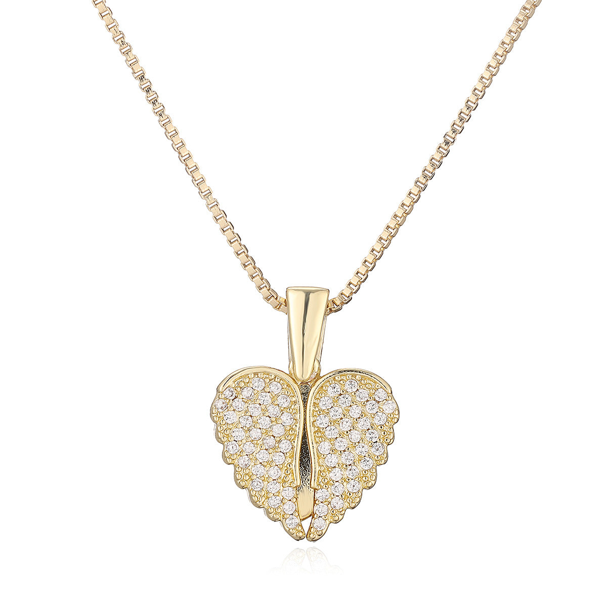 Minimalist Heart Cubic Zirconia Inlay Brass Pendant Necklace for Women