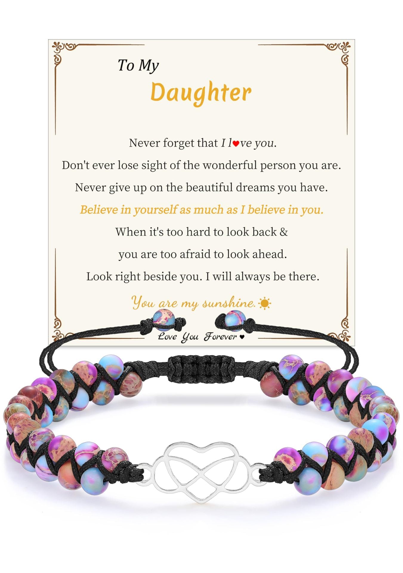 Handmade Double Layer Heart Shape Gemstone Beaded Bracelet Unisex Fashion Jewelry