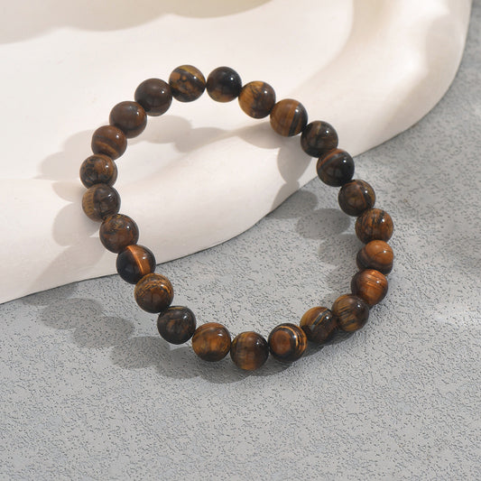 Bracciale Intrecciato Geometrico Retrò Minimalista per Uomo e Donna Fatto a Mano con Perline di Pietre Naturali