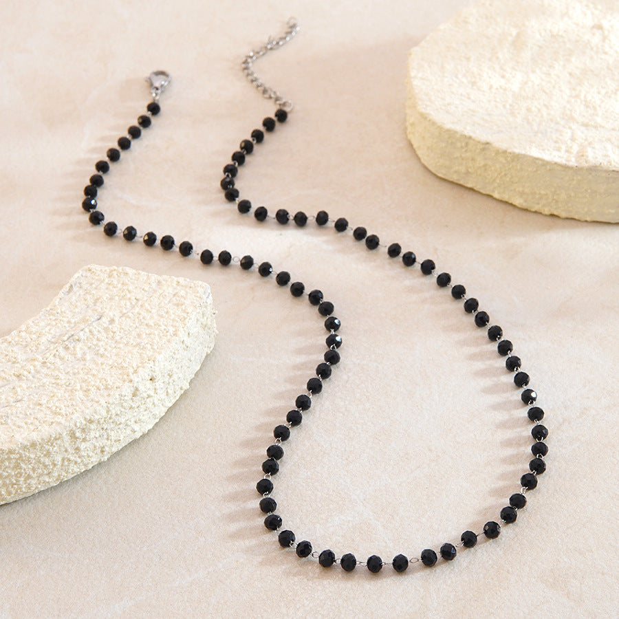 Set de pulsera y collar chapados en acero inoxidable con cuentas, redondo, geométrico, minimalista y bohemio para mujer