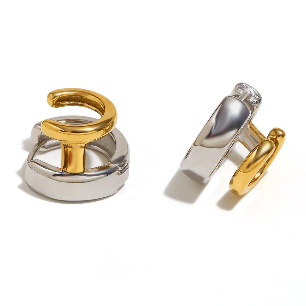 Orecchini da donna creativi geometrici in acciaio inossidabile con placcatura in oro 18 carati