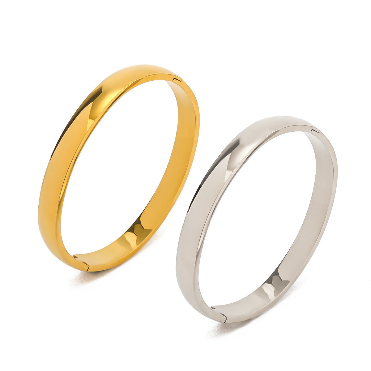 Minimalist Stainless Steel Bracelet for Women with Vacuum Gold Plating Polished Spherical Toggle Clasp