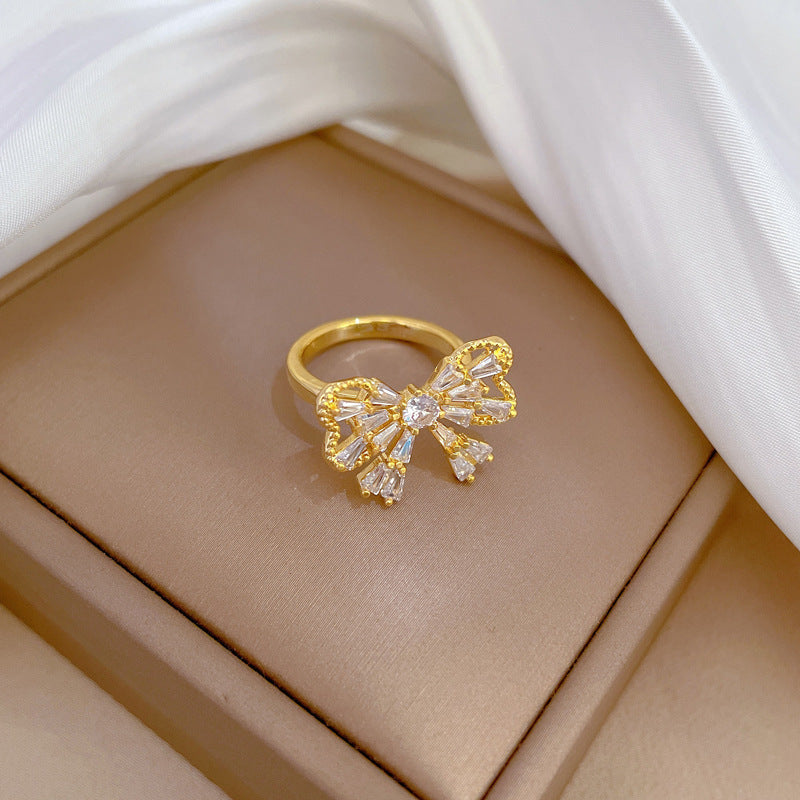 Anello Lusso Farfalla con Strass Placcato Ottone Regolabile da Donna
