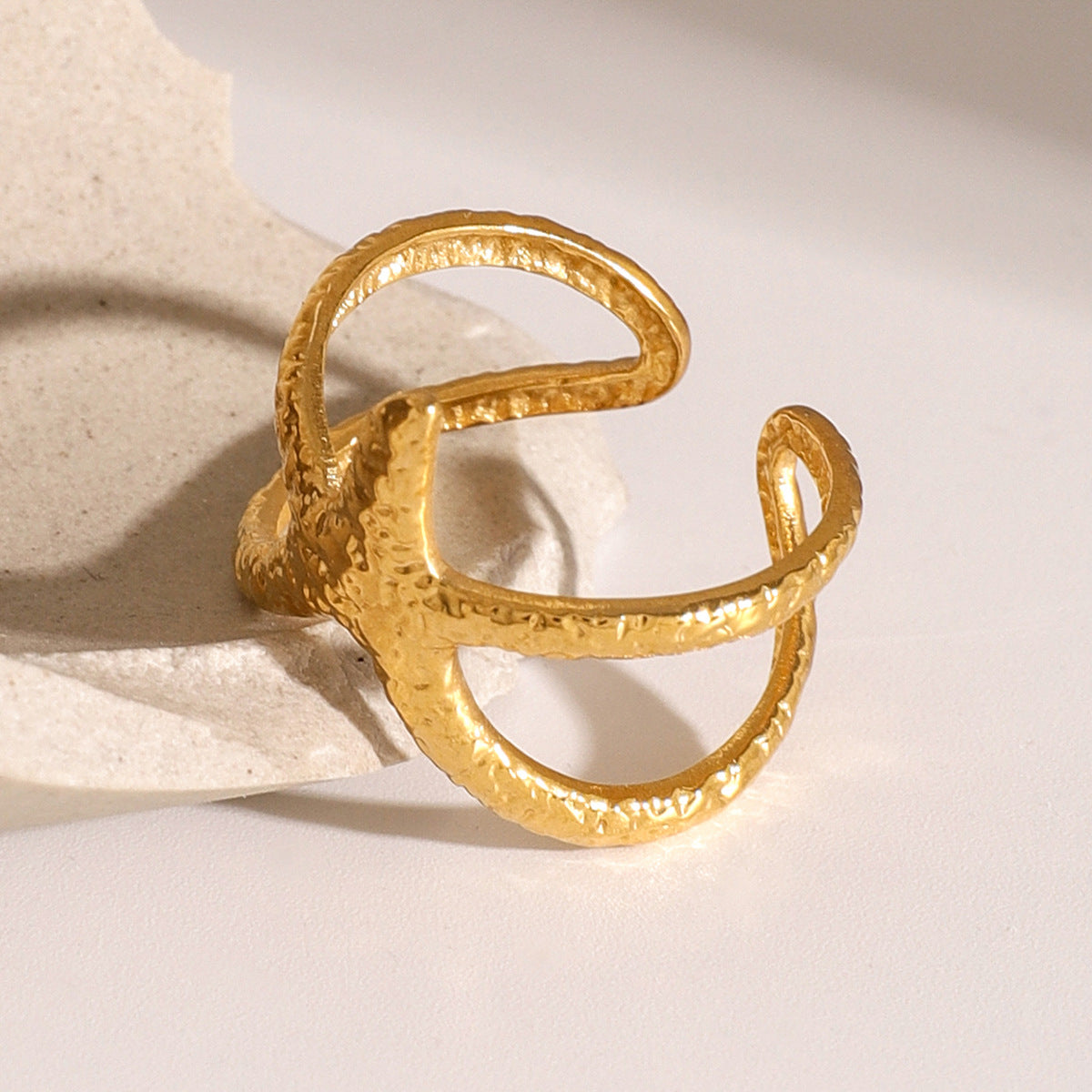 Sweet Geometric Starfish Plated Stainless Steel Ring for Women