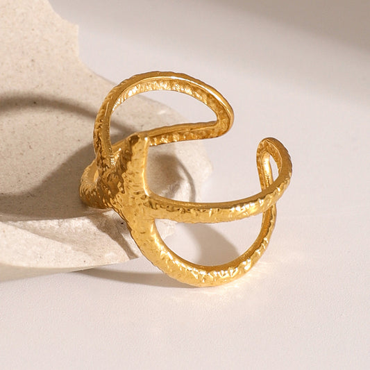 Sweet Geometric Starfish Plated Stainless Steel Ring for Women