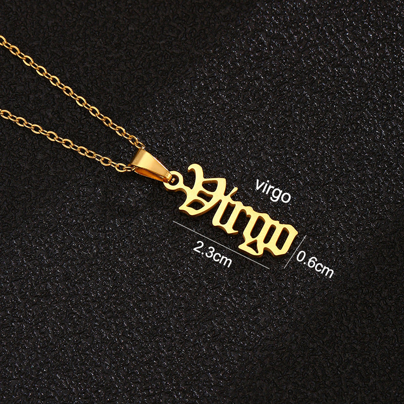 Zodiac-Themed Stainless Steel Pendant Necklace with Titanium Steel Charm and Electroplated Finish for Unisex Wear