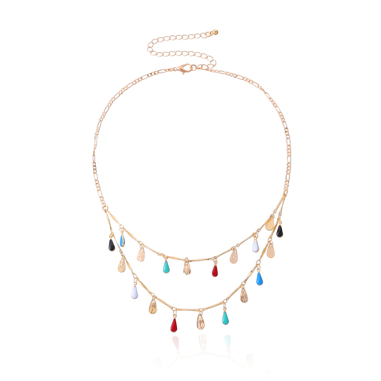 Minimalist Geometric Teardrop Pendant Necklace for Women Alloy Straight Tube Chain