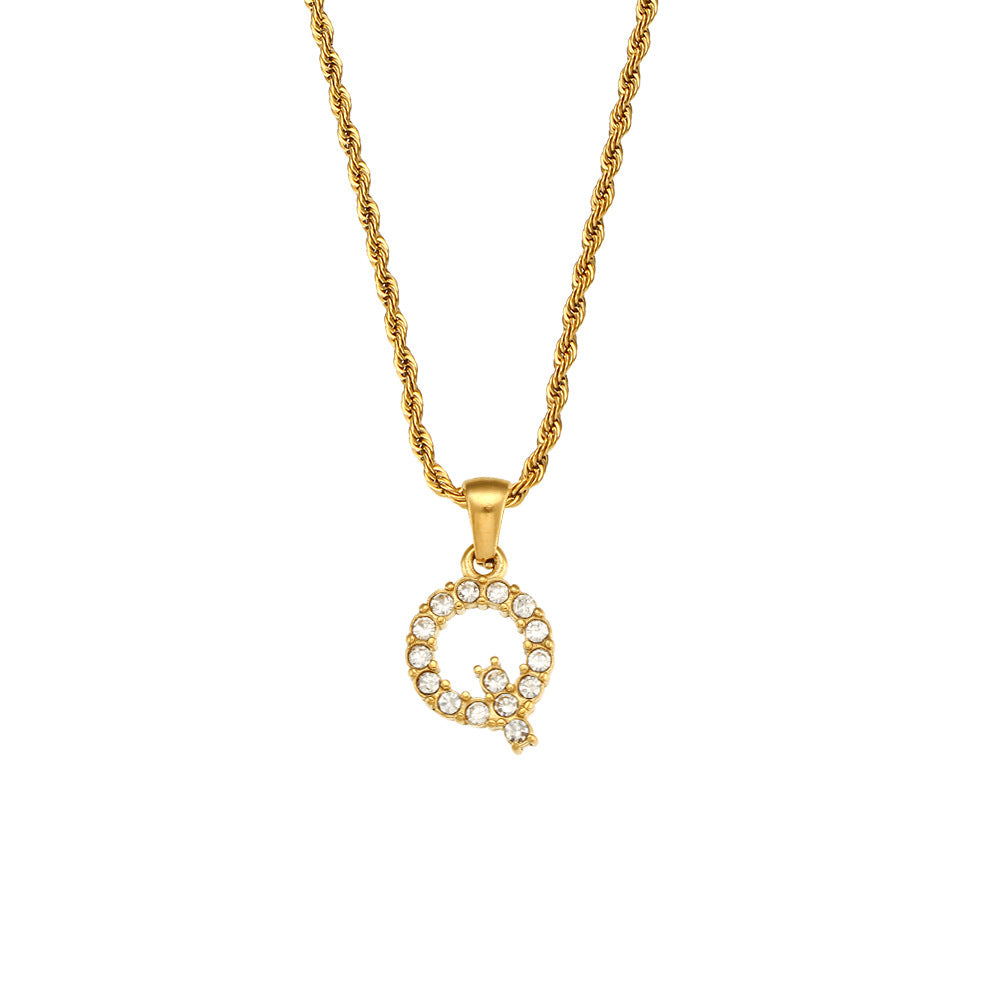 Collana da donna minimalista con pendente a lettera in stile Ins, catena in acciaio inossidabile e pendente in acciaio al titanio placcato