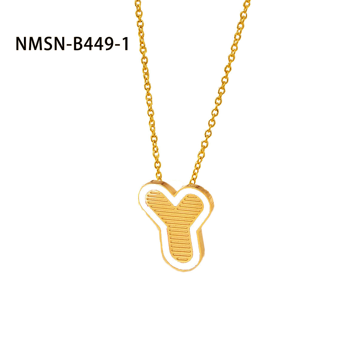 Collana con pendente a forma di lettera minimalista in acciaio inossidabile placcato oro 18 carati e dettagli in smalto da donna