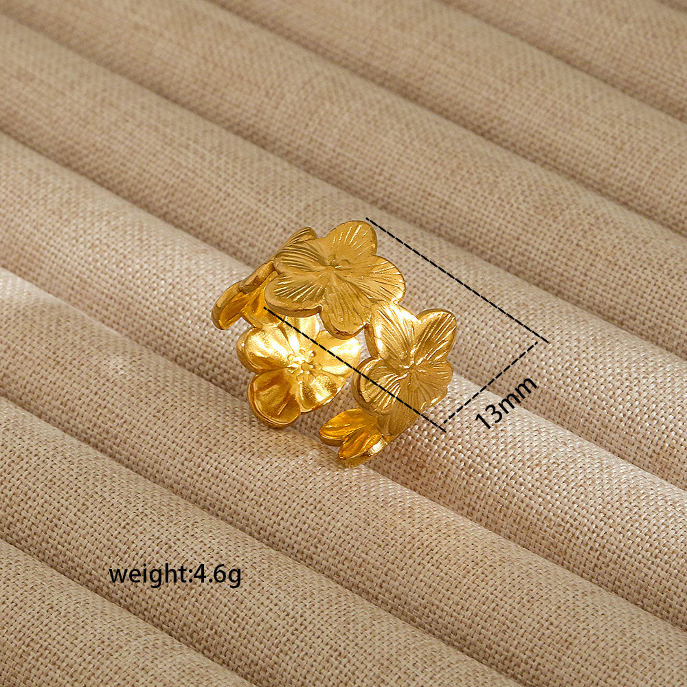 Anillo abierto irregular de acero inoxidable para mujer con baño de oro de 18K, diseños geométricos de corazón, estrella, letras y constelaciones