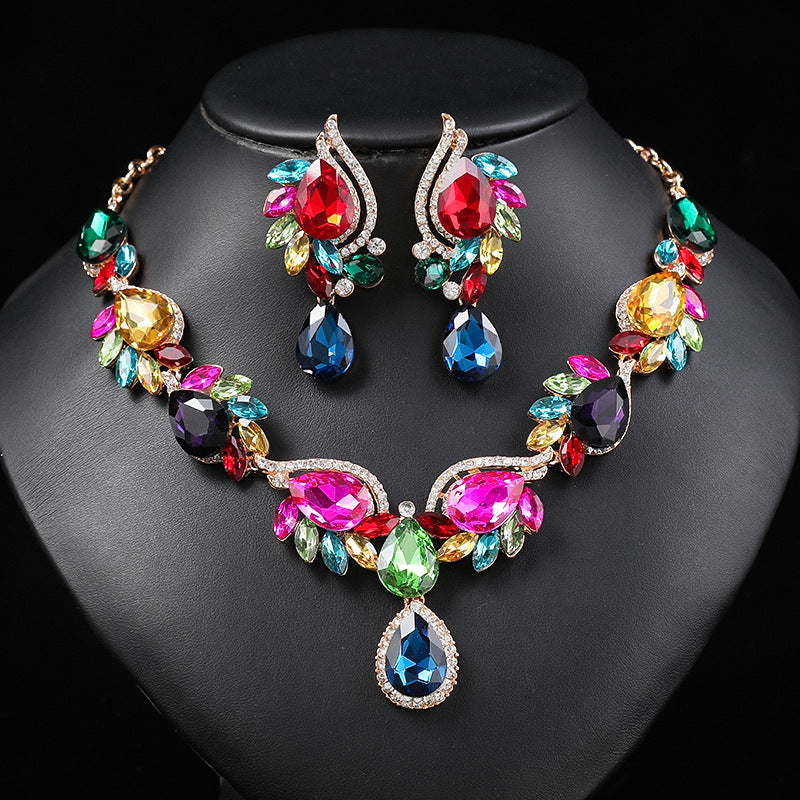 Minimalist Floral and Geometric Alloy Necklace Set for Women with Rhinestone Pendant, Plated Finish, O-Chain Design