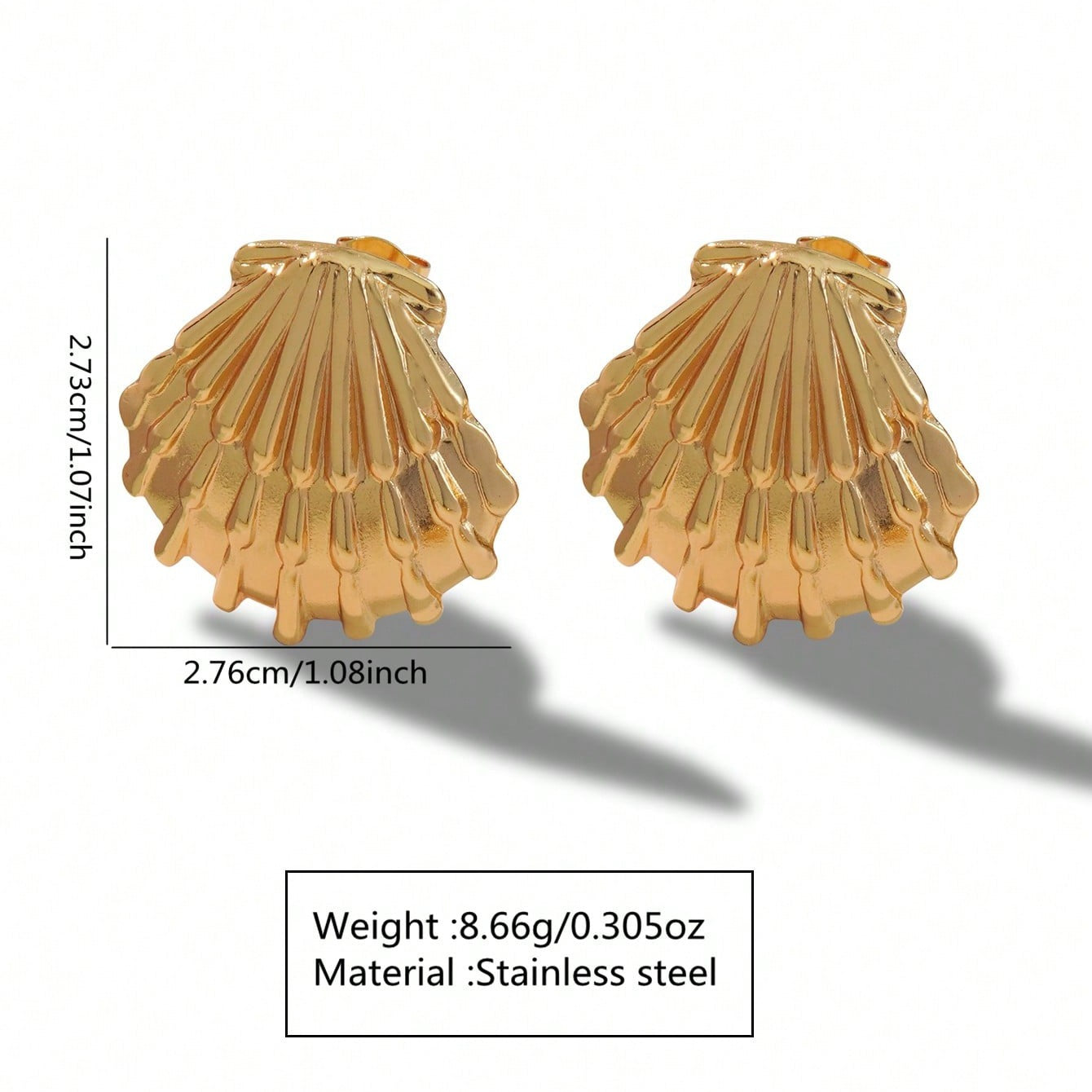 Beach Style Stainless Steel Geometric Starfish Shell Stud Earrings for Women