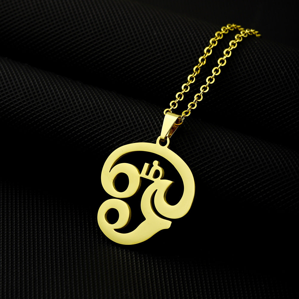 Collar con dije de yoga de símbolo tamil geométrico minimalista, colgante de acero inoxidable unisex con cadena tipo O chapada al vacío