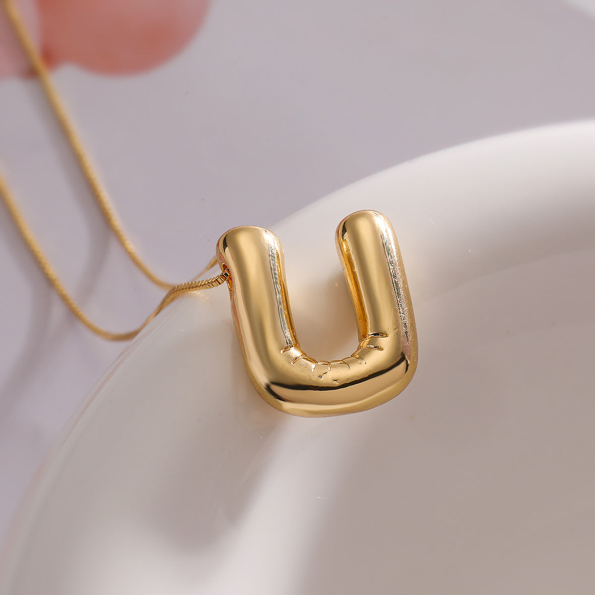 Minimalist Irregular Geometric Letter Balloon Pendant Necklace for Women