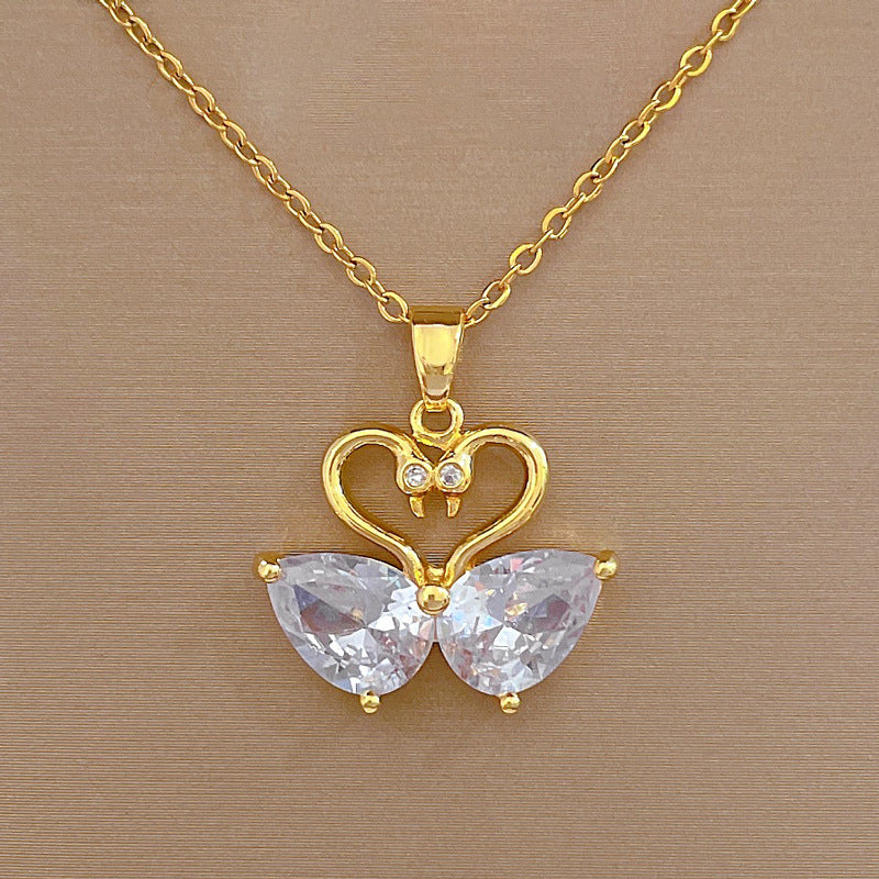 Luxury Plated Titanium Steel Geometric Necklace and Earrings Set