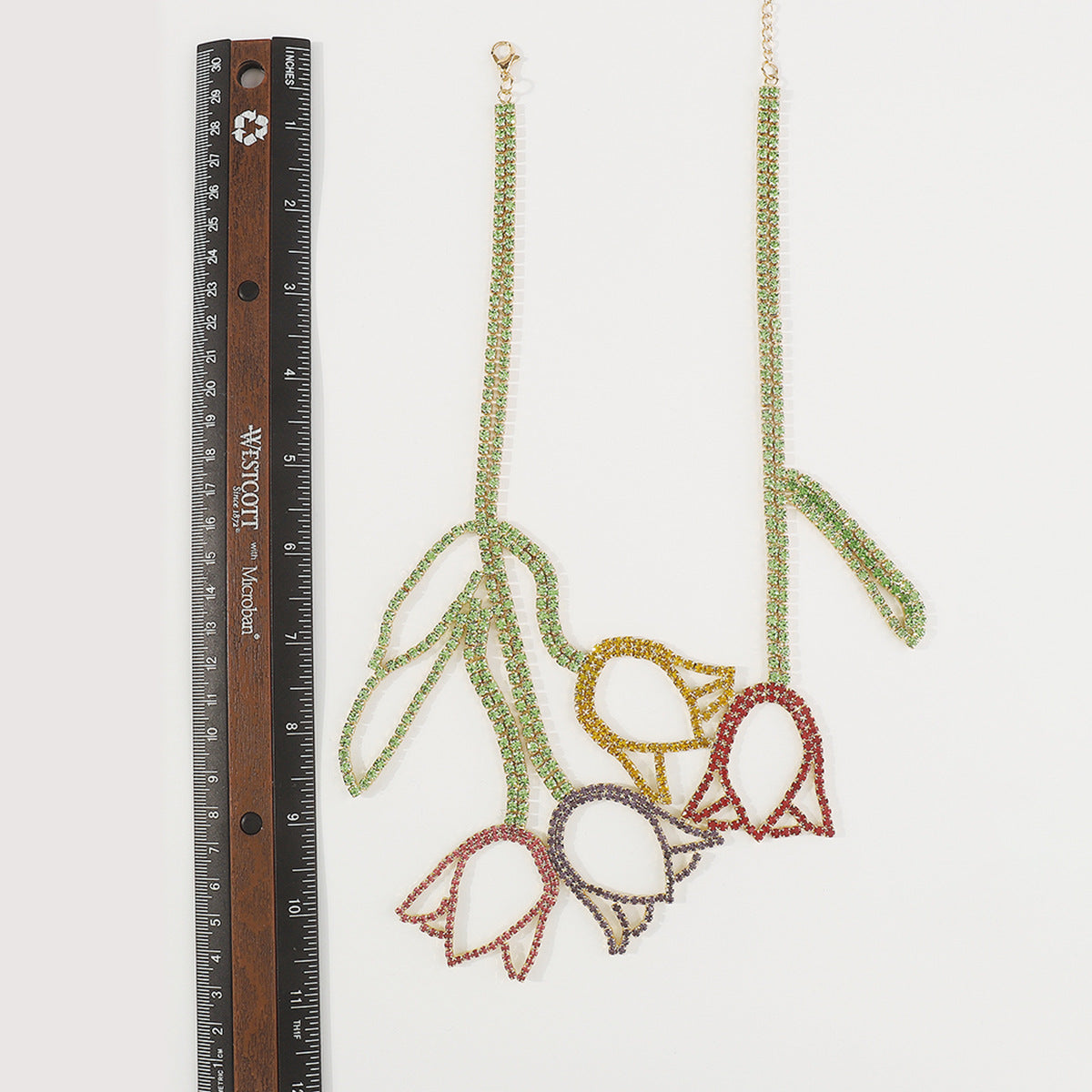 Collar de tulipán dulce y atrevido con detalles geométricos, colgante de aleación electrochapada en cadena de garra, collar llamativo para mujer