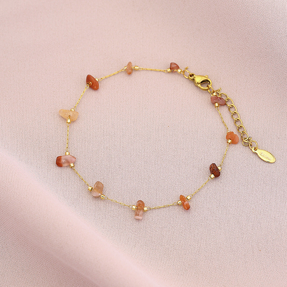 Bracciale alla moda geometrico in acciaio al titanio con finitura galvanica per uomo e donna, con accento in pietra naturale turchese