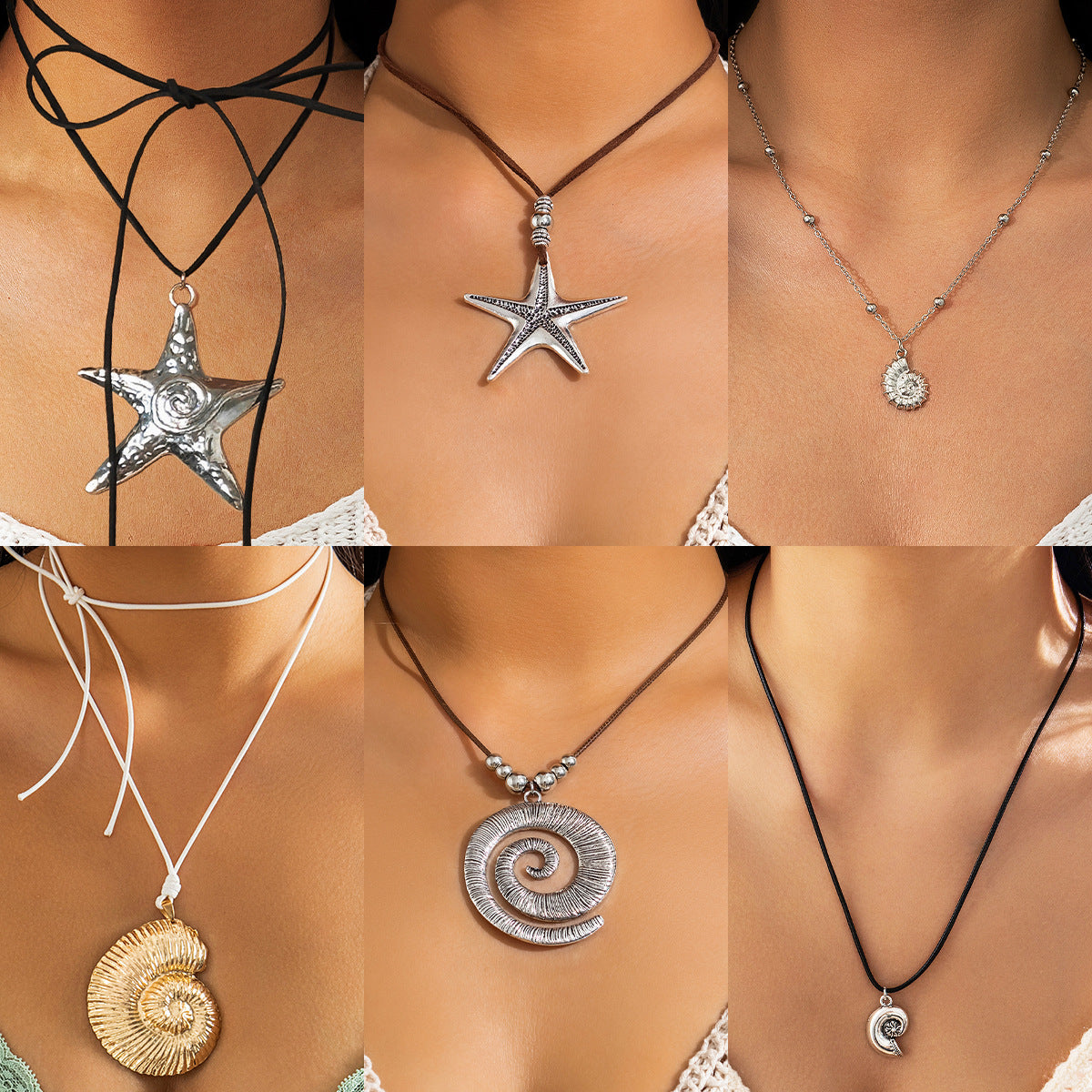 Collana pendente con stella a cinque punte irregolare ispirata all'oceano, dolce e audace, in lega con finitura galvanica