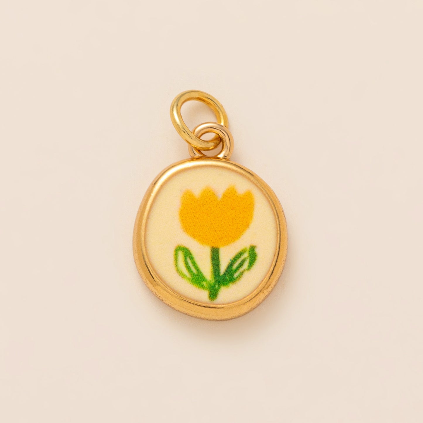Vintage 14K Gold Plated Brass Ceramic Heart Flower Charm Bar Necklace for Unisex
