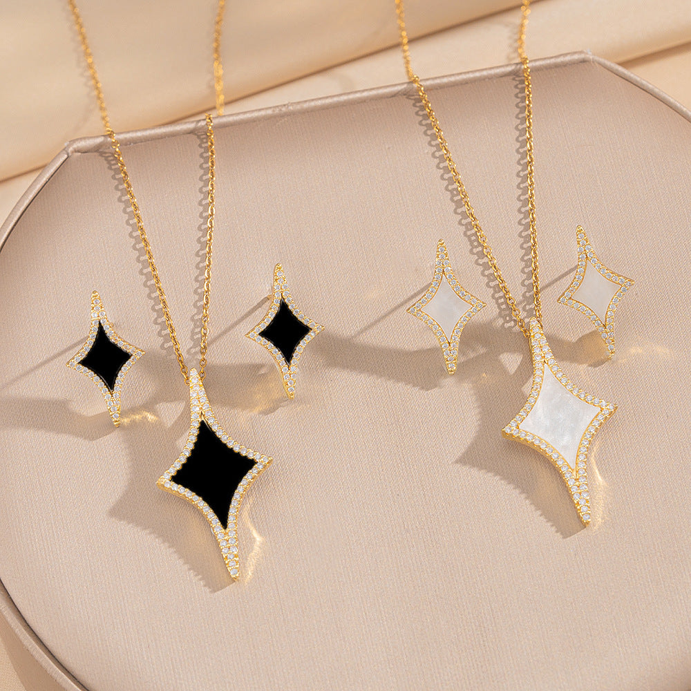 Collana con ciondolo a rombo geometrico di lusso in rame ecologico placcato oro 18 carati, design a catena a maglie O per uomo e donna