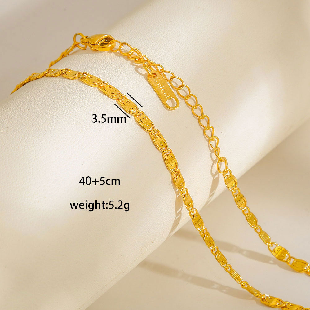 Collana con Ciondoli Geometrici Minimalisti in Acciaio al Titanio Placcato con Nappe, Charm Fai da Te per Donne