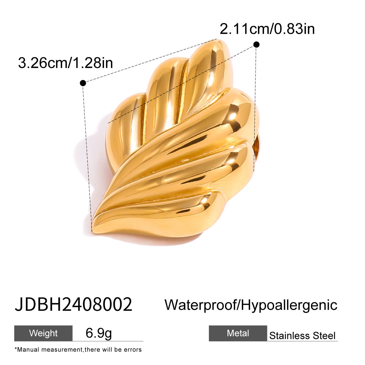 Elegant Leaf-Shaped Stainless Steel Brooch with Plating Finish for Women Fashionable Office Wear Accessory