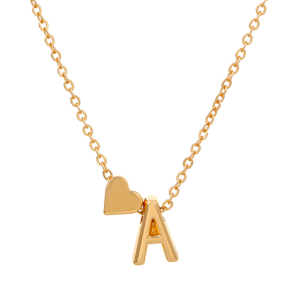 Sweet Heart Letter Alloy Plated Necklace Singapore Chain for Women