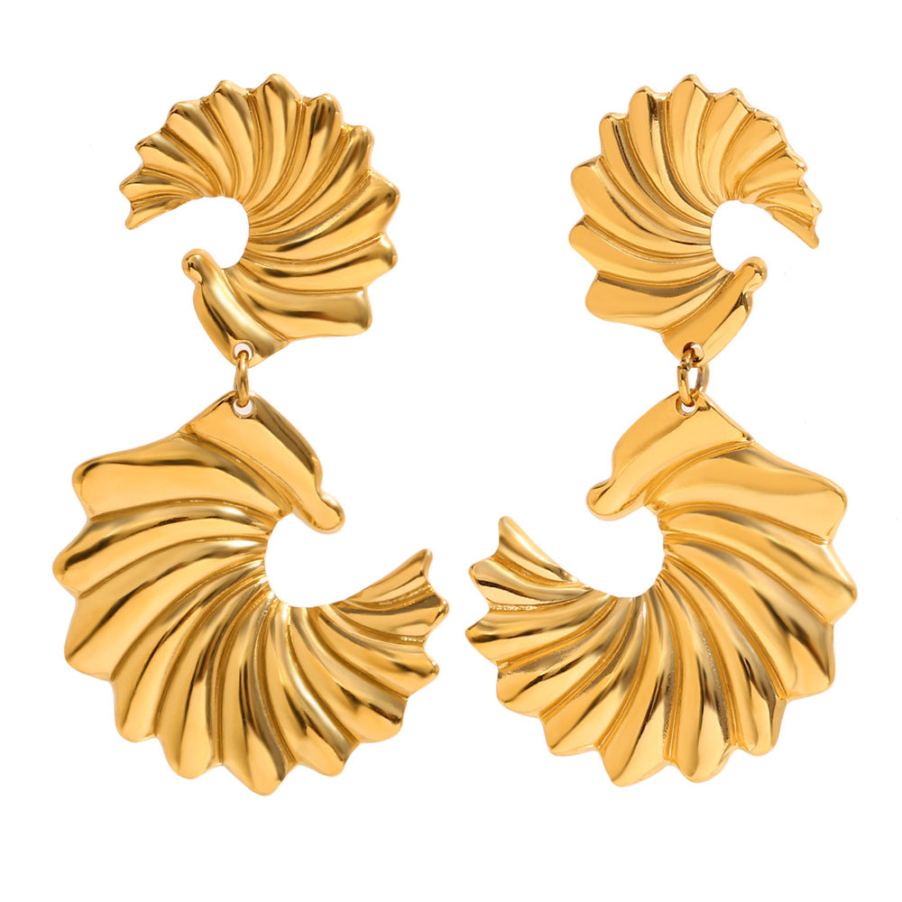 Minimalist Geometric Stainless Steel Earrings with 18K Gold Plating for Women