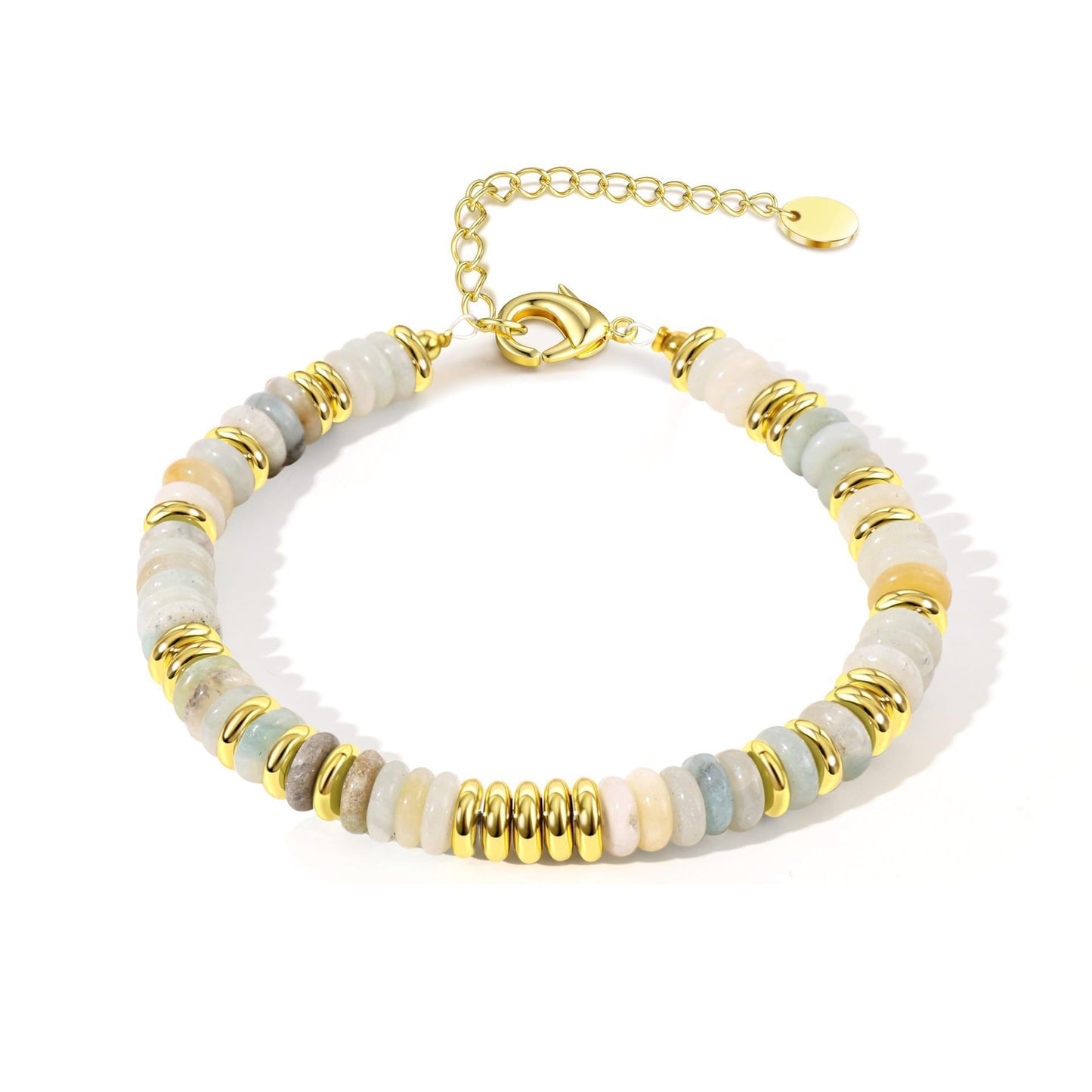 Colorful Natural Stone Crystal Beaded Bracelet with Floral Pattern for Unisex