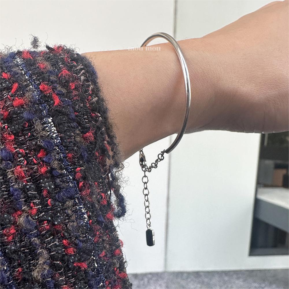 Minimalist Geometric Thin-Line Bracelet in Sterling Silver S925 for Women